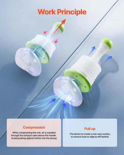 Choking Rescue Device, Portable Airway Clear Anti Choking Suction Device with 5 Multi-size Masks and 1 Storage Bag, First Aid Kit for Removing Blocked Objects, for Home, School, Travel
