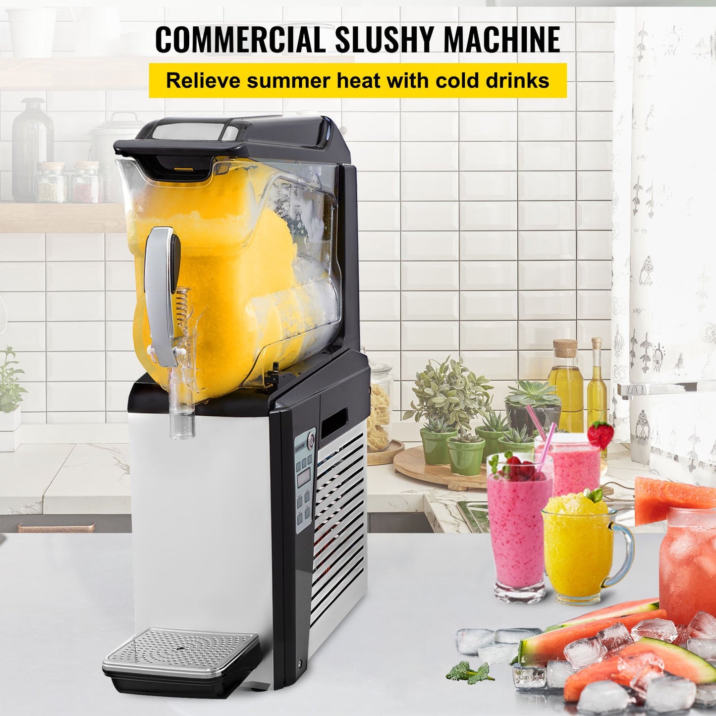 Slushy Machine, 10L 1 Tank Slushie Machine for Home, 600W Commercial Slushy Machine, machine a slush for Frozen Drinks Automatic Clean, Slushy Machine for Home Supermarkets Cafes Restaurants