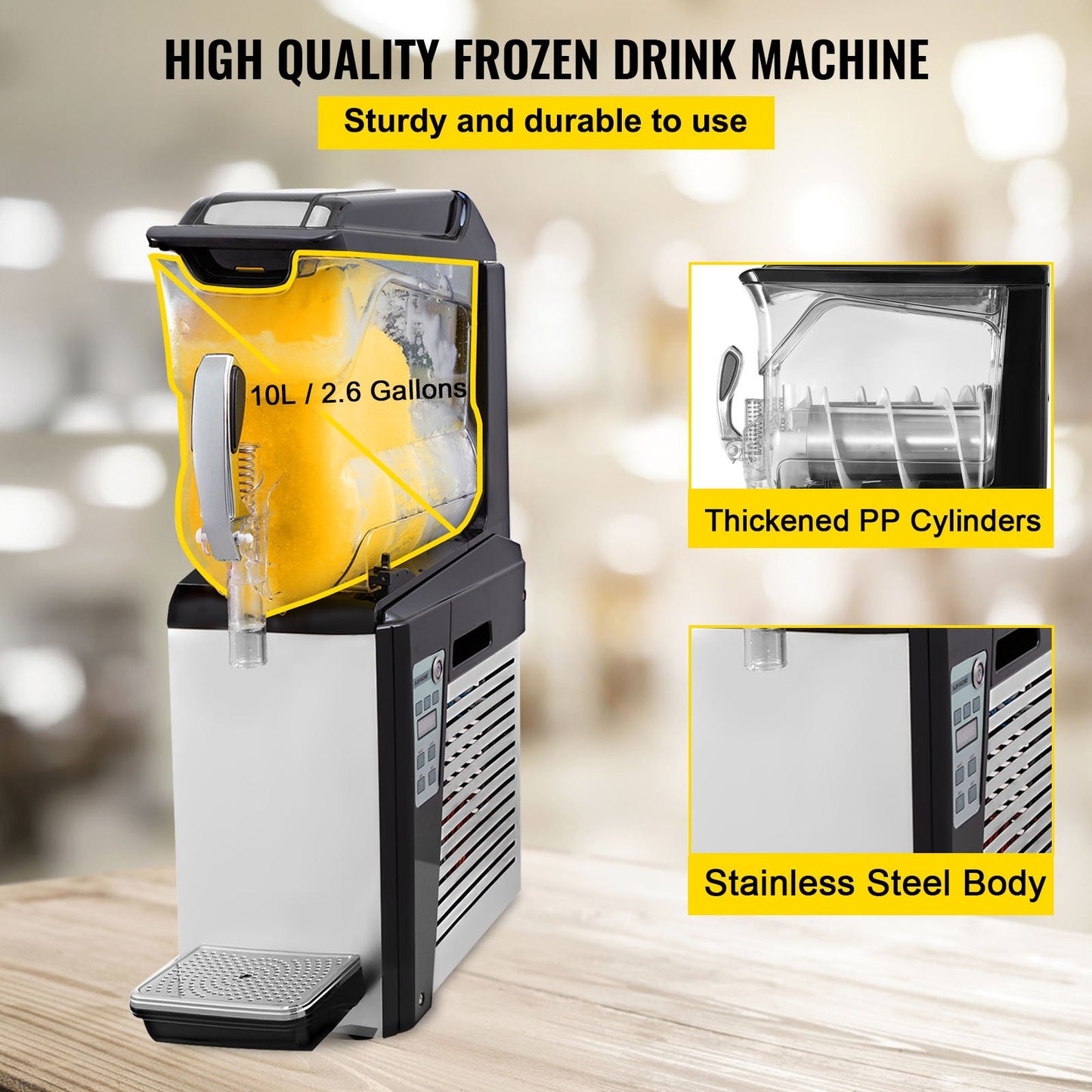 Slushy Machine, 10L 1 Tank Slushie Machine for Home, 600W Commercial Slushy Machine, machine a slush for Frozen Drinks Automatic Clean, Slushy Machine for Home Supermarkets Cafes Restaurants