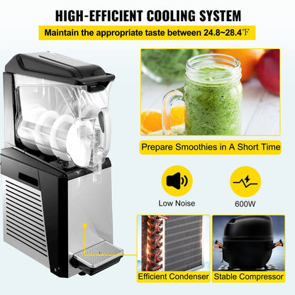 Slushy Machine, 10L 1 Tank Slushie Machine for Home, 600W Commercial Slushy Machine, machine a slush for Frozen Drinks Automatic Clean, Slushy Machine for Home Supermarkets Cafes Restaurants