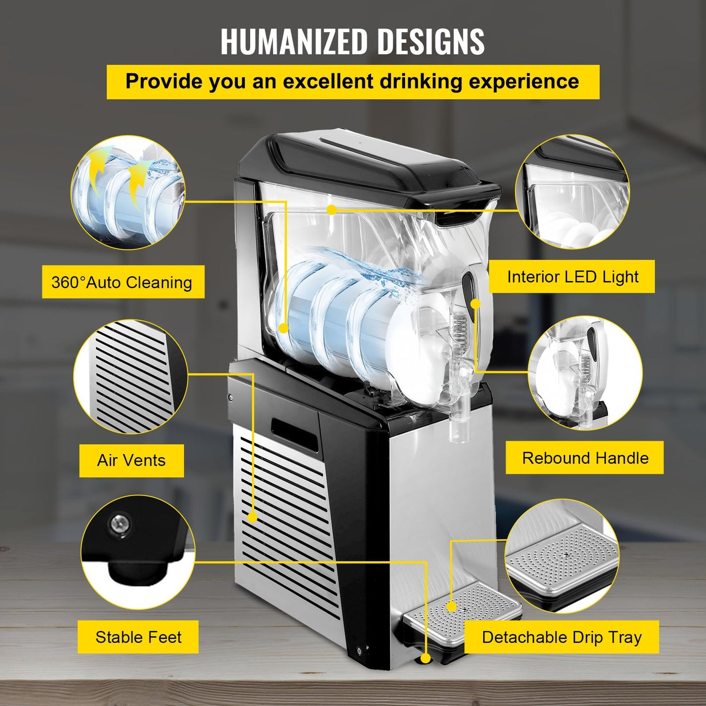 Slushy Machine, 10L 1 Tank Slushie Machine for Home, 600W Commercial Slushy Machine, machine a slush for Frozen Drinks Automatic Clean, Slushy Machine for Home Supermarkets Cafes Restaurants