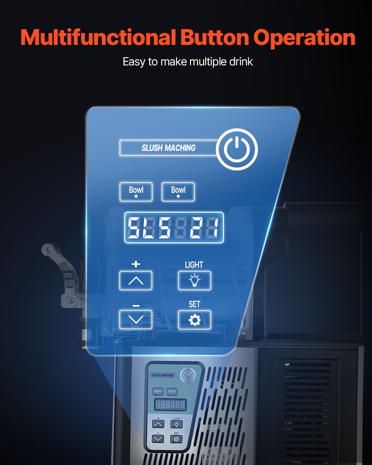 Commercial Slushy Machine, 3Lx2 Double Tank Frozen Drink Machine, 24 Cups Stainless Steel Margarita Smoothie Frozen Drink Maker, Slushie Maker for Home Party Restaurants Cafe Bars