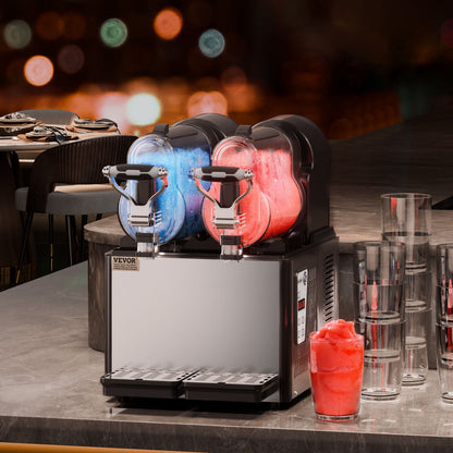 Commercial Slushy Machine, 3Lx2 Double Tank Frozen Drink Machine, 24 Cups Stainless Steel Margarita Smoothie Frozen Drink Maker, Slushie Maker for Home Party Restaurants Cafe Bars