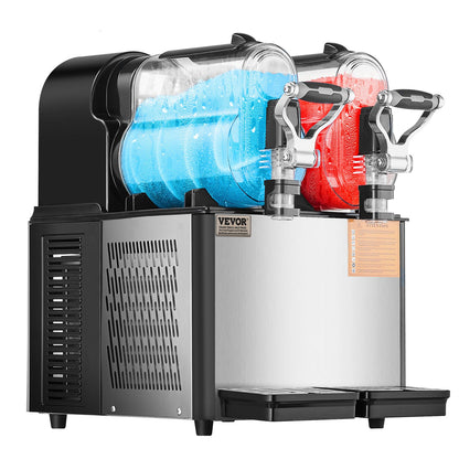 Commercial Slushy Machine, 3Lx2 Double Tank Frozen Drink Machine, 24 Cups Stainless Steel Margarita Smoothie Frozen Drink Maker, Slushie Maker for Home Party Restaurants Cafe Bars