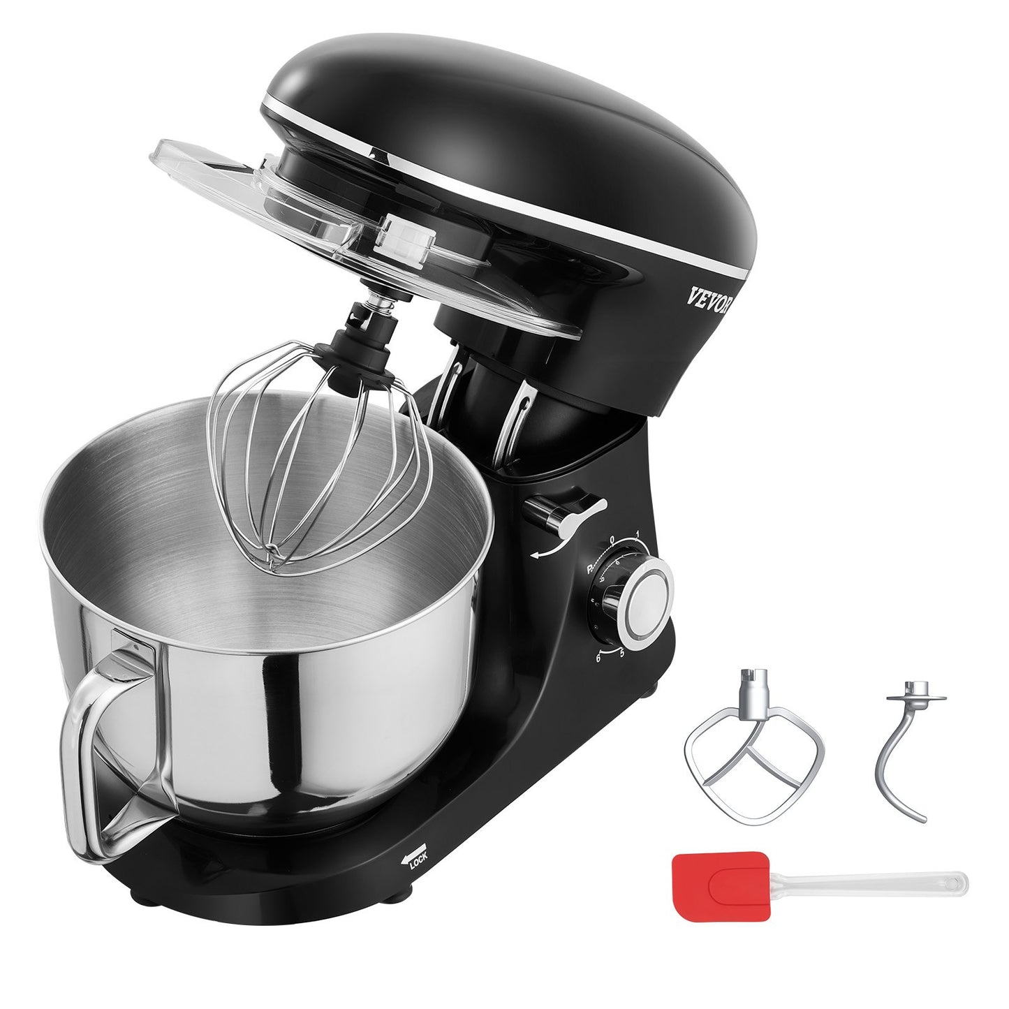 Stand Mixer 6 Quarts Electric Dough Mixer 1400W 6 + P Speeds Food Whisk