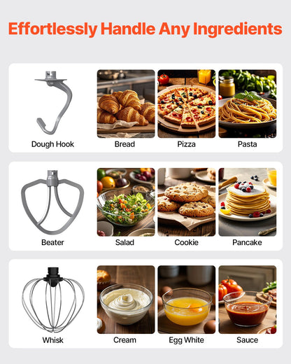 Stand Mixer 8.3 QT Electric Dough Mixer 1400W 6 + P Speeds Food Whisk