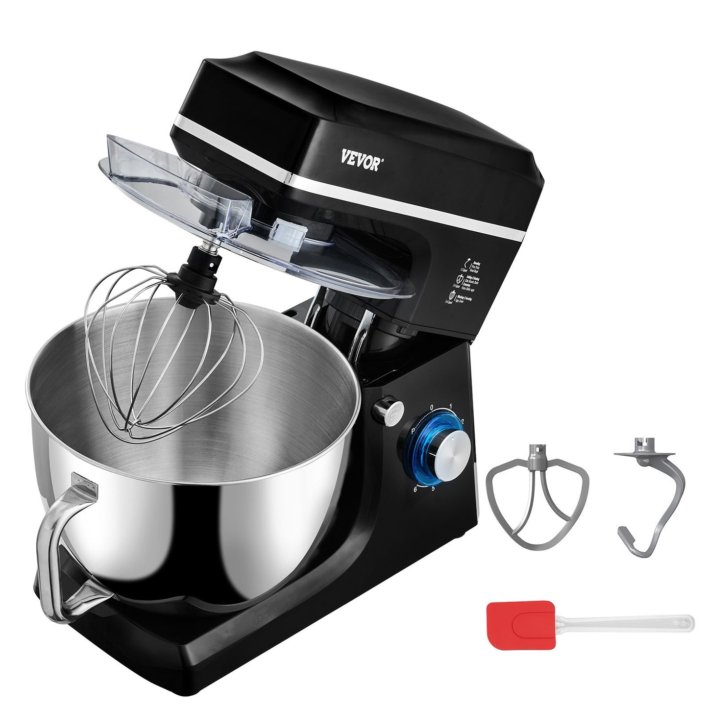 Stand Mixer 8.3 QT Electric Dough Mixer 1400W 6 + P Speeds Food Whisk