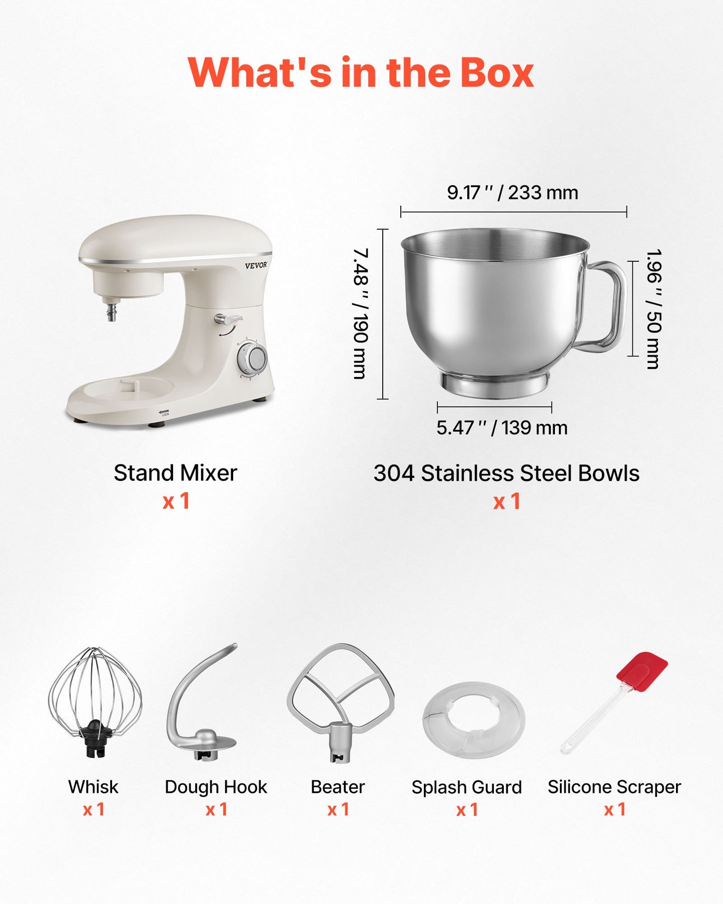 Stand Mixer, 6 QT Dough Mixer, 660W 6 + P Speeds Tilt-head Food Mixer with Stainless Steel Bowl, Dough Hook, Wire Whip, Flat Beater, Scraper, Household Stand Mixer for Baking & Mixing, White