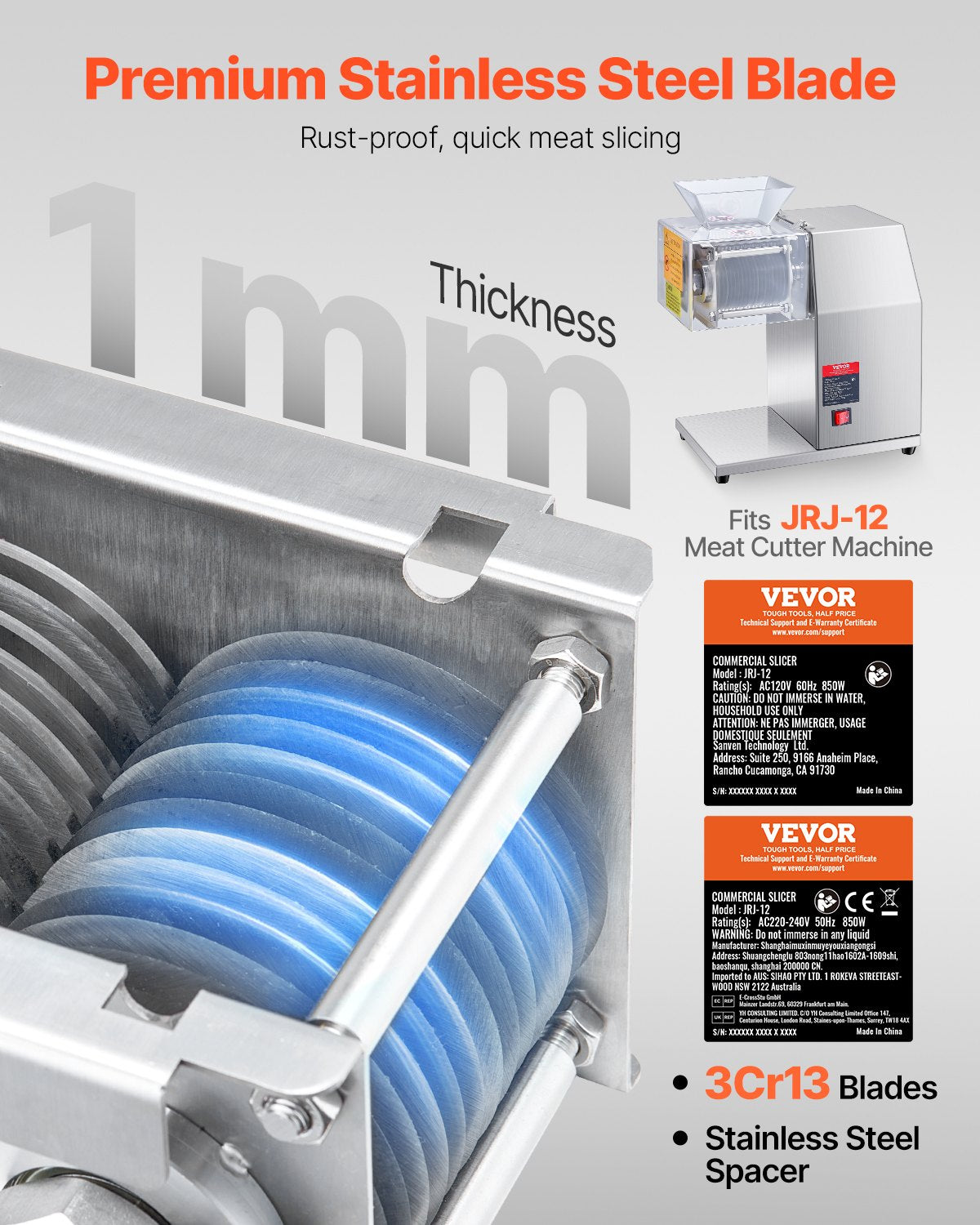 Meat slicer blade 7 mm stainless steel for SJY-DQ90 Meat slicer