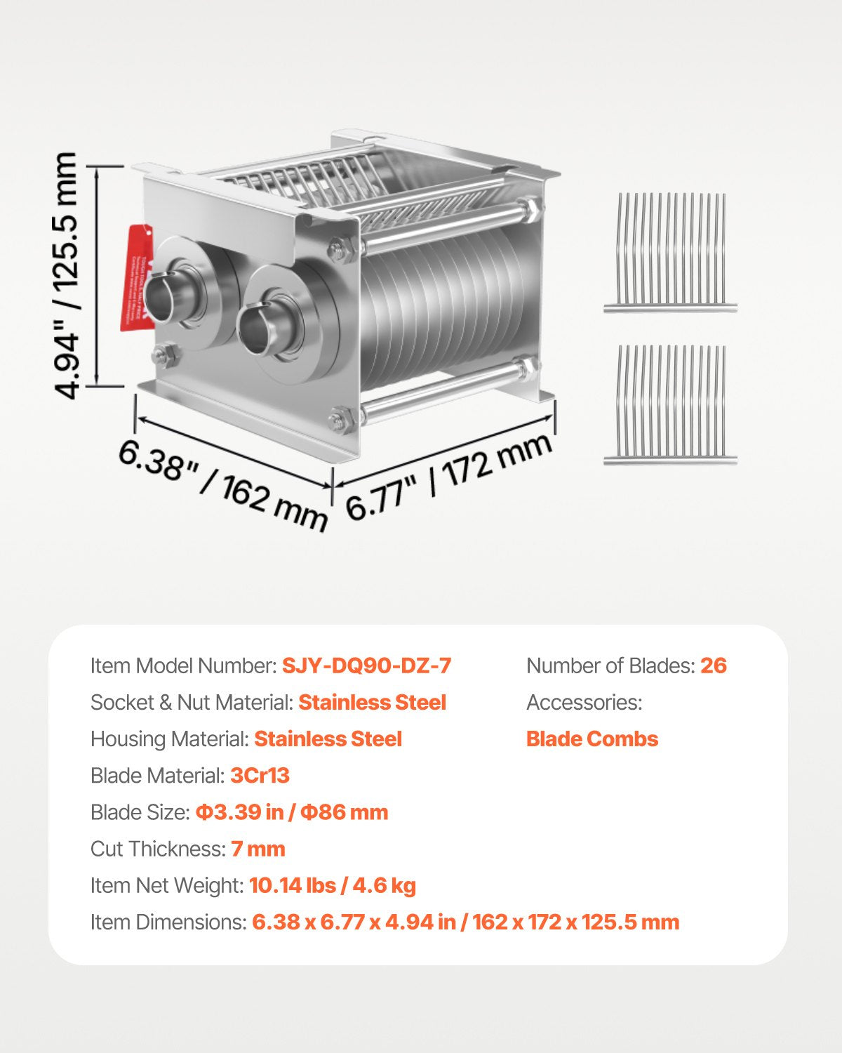 Meat slicer blade 7 mm stainless steel for SJY-DQ90 Meat slicer