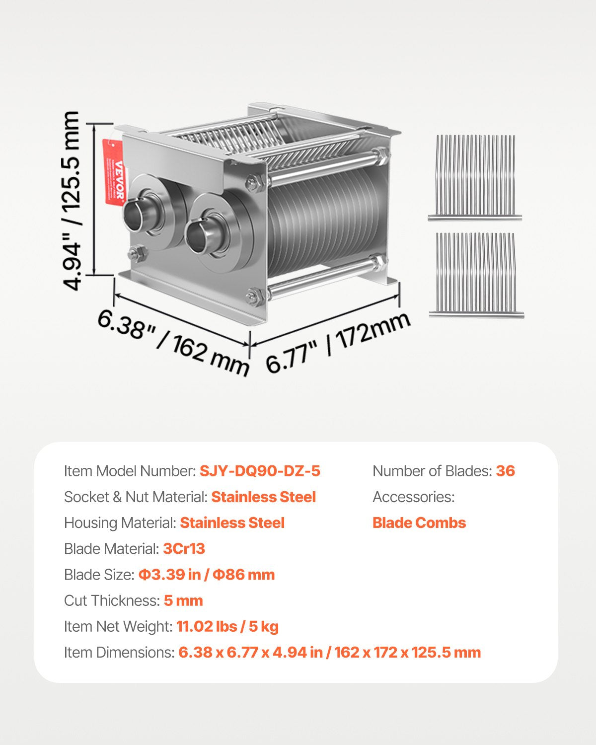 Meat slicer blade 5 mm stainless steel for SJY-DQ90 Meat slicer