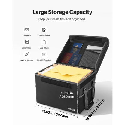 Brandsäker dokumentlåda, 1000 ℃ värmeisolerad brandsäker och vattentät låda, platsbesparande och vikbar design, bärbar hemmakontors resefilorganisatör, för pass, viktiga dokument, filer |  EU