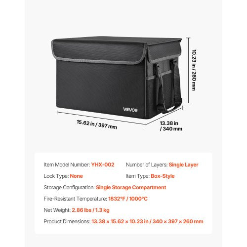Brandsäker dokumentlåda, 1000 ℃ värmeisolerad brandsäker och vattentät låda, platsbesparande och vikbar design, bärbar hemmakontors resefilorganisatör, för pass, viktiga dokument, filer |  EU