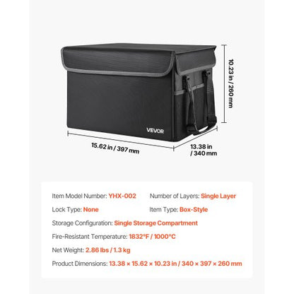 Brandsäker dokumentlåda, 1000 ℃ värmeisolerad brandsäker och vattentät låda, platsbesparande och vikbar design, bärbar hemmakontors resefilorganisatör, för pass, viktiga dokument, filer |  EU
