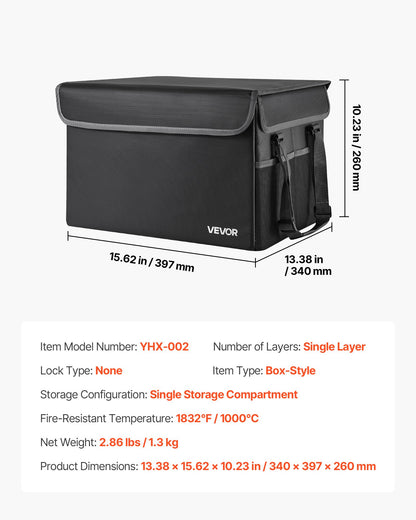 Fireproof Document Box, 1832 ℉ Heat Insulated Fireproof & Waterproof Box, Space-Saving and Foldable Design, Portable Home Office Travel File Organizer, for Passports, Important Documents, Files
