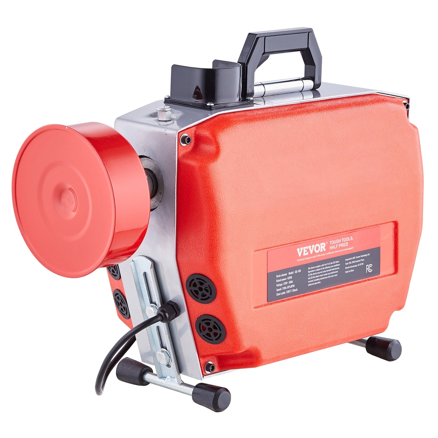 Sewer Cleaning Machine 120FT x 7/8" 420W Sewer Snake Auger Manual Feed