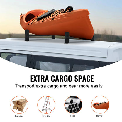 Dachgepäckträger für Transporter, Dachgepäckträger aus legiertem Stahl mit 2 Stangen, 227 kg Tragkraft, Regenrinnen-Dachgepäckträger, einstellbare Länge 910–1460 mm, Transporter-Leiterträger kompatibel mit Chevrolet Express, GMC Savana usw.