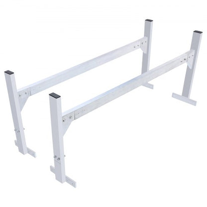 Van Roof Ladder Rack, 2 Bars Aluminum Alloy Roof Ladder Racks, 400 LBS Capacity Rain-Gutter Van Roof Rack, Adjustable Length 51.2" to 81.1", Van Ladder Rack for Van, Cargo, Trailer