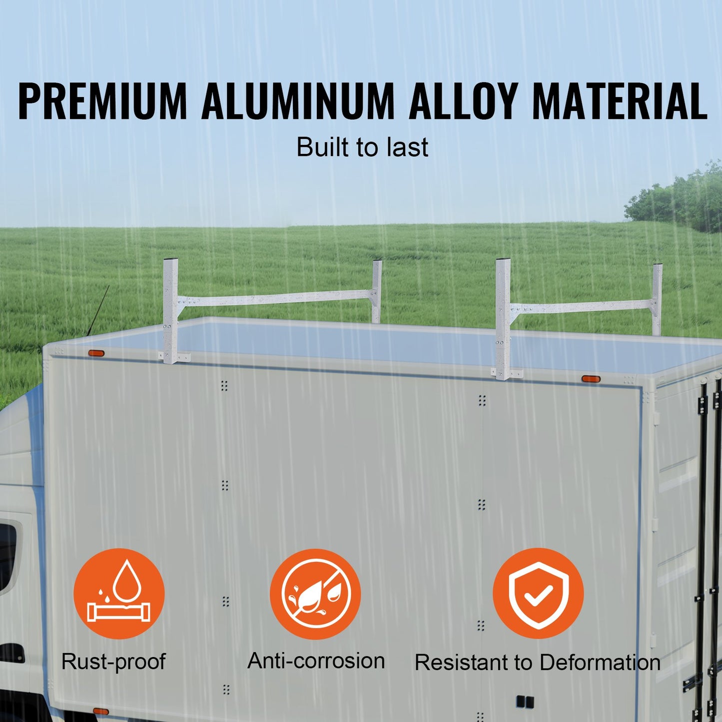 Takräcke för skåpbil, 2 stång Takräcke i aluminiumlegering, 181 kg Kapacitet Regnränna Van Takräcke, Justerbar längd 1300-2060 mm, Skåpbilsstegeställ för skåpbil, last, släp