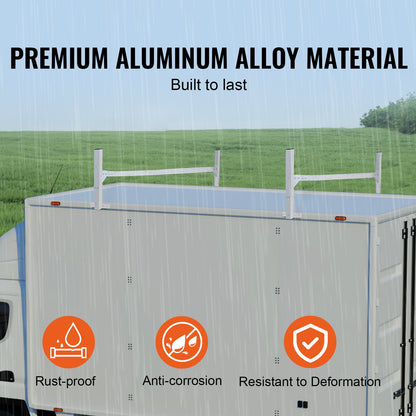 Takräcke för skåpbil, 2 stång Takräcke i aluminiumlegering, 181 kg Kapacitet Regnränna Van Takräcke, Justerbar längd 1300-2060 mm, Skåpbilsstegeställ för skåpbil, last, släp