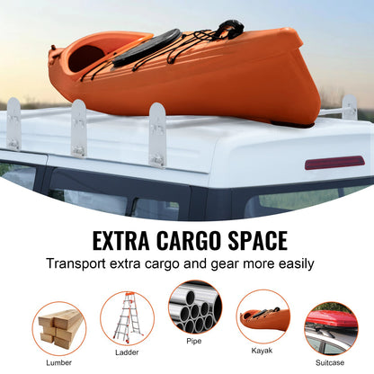 Takräcke för skåpbil, 3 stång takräcke i legerat stål, 340 kg kapacitet Regnränna takräcke, justerbar längd 40,2" till 74,8", skåpbilsstegeställ kompatibel med Chevrolet Express, GMC Savana, etc.