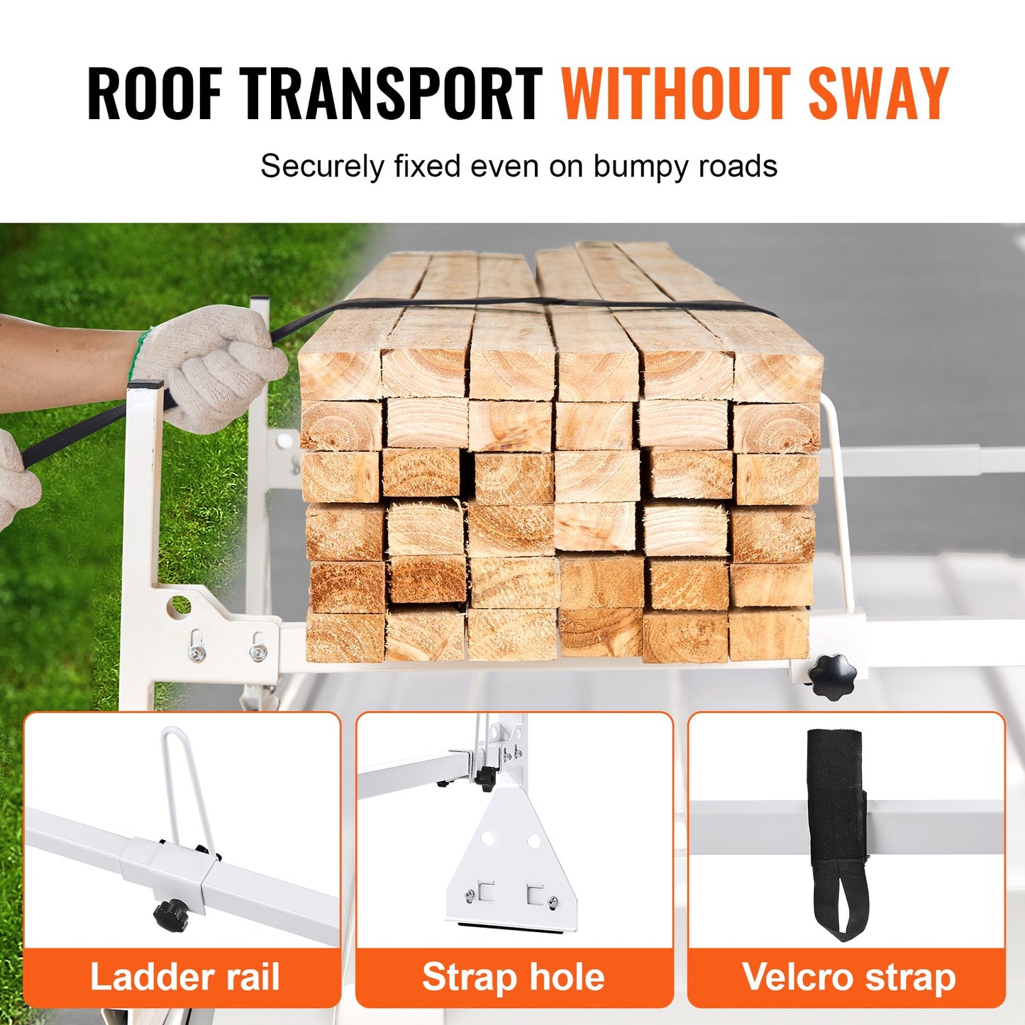 Trailer Ladder Rack, 59" Adjustable Roof Rack, 2 Crossbars Van Roof Ladder Rack, 600 lbs Capacity Steel Van Ladder Rack, Fit for Chevrolet Express 1500 2500 3500/ Ford E150 E250 E350/ GMC Savana