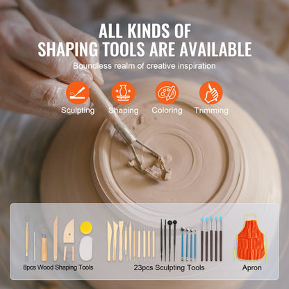 Turntable Ceramic Wheel Turntables 11 inch Ceramic Wheel Foot Pedal Sculpting Tool Apron 450W