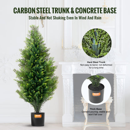 2-pack 3' Artificiell ceder Topiary Tree Faux Plant UV-dekor inom/utomhus