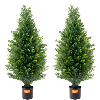 2-pack 3' Artificiell ceder Topiary Tree Faux Plant UV-dekor inom/utomhus