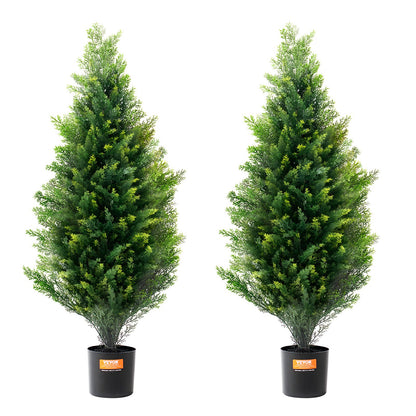 2-pack 3' Artificiell ceder Topiary Tree Faux Plant UV-dekor inom/utomhus