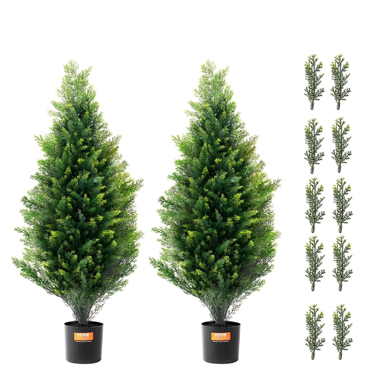 2-pack 3' Artificiell ceder Topiary Tree Faux Plant UV-dekor inom/utomhus