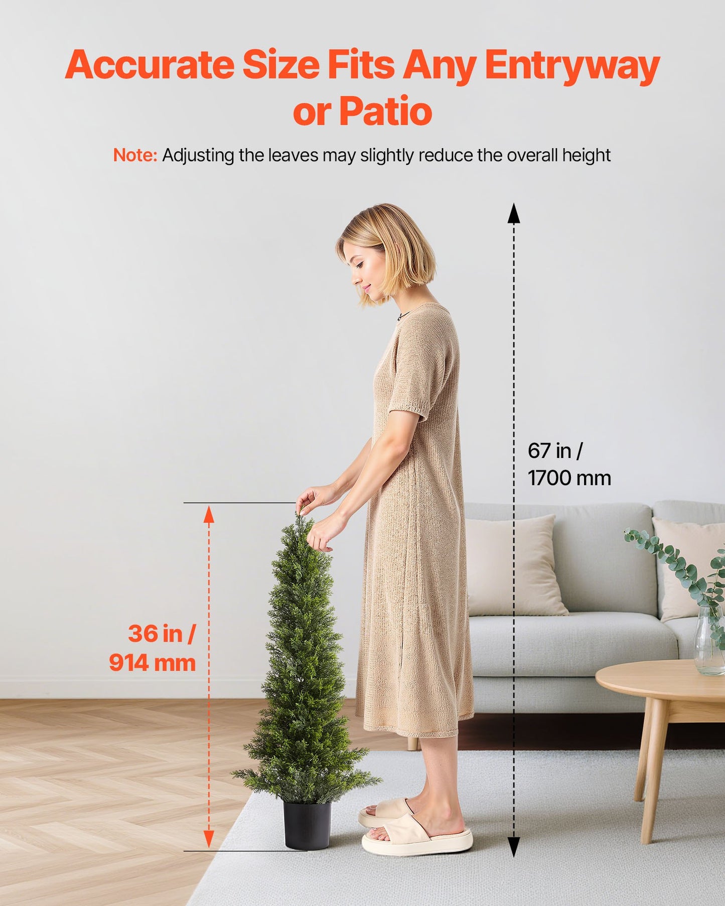 Artificial Topiary Cedar Trees, 36 inch 2 Set Faux Pine Shrubs Plants, Fake Silk Tree Look Real, Easy Assembly for Decor Front Porch Outdoor Patio Garden Balcony Backyard Indoor Office