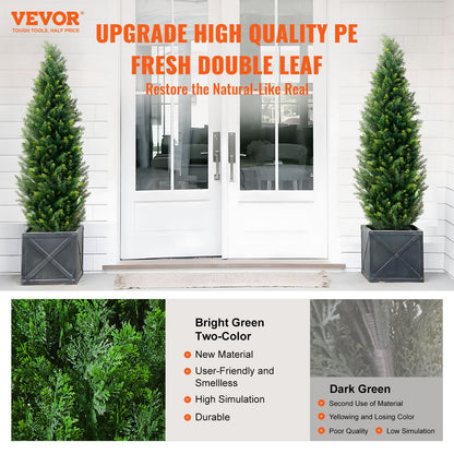 2-pack 5' Artificiell ceder Topiary Tree Faux Plant UV-dekor inom/utomhus