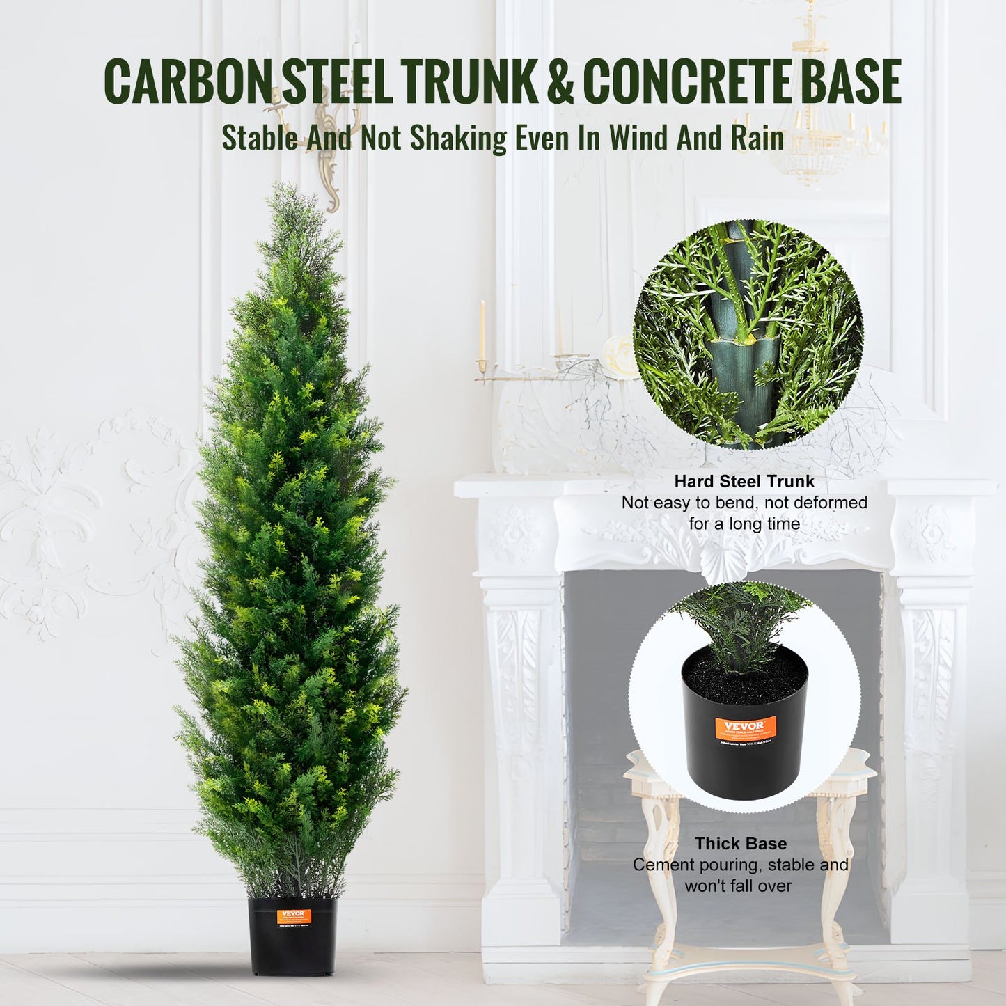 2-pack 5' Artificiell ceder Topiary Tree Faux Plant UV-dekor inom/utomhus