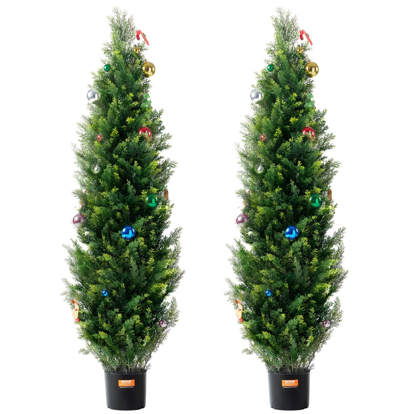 2-pack 5' Artificiell ceder Topiary Tree Faux Plant UV-dekor inom/utomhus