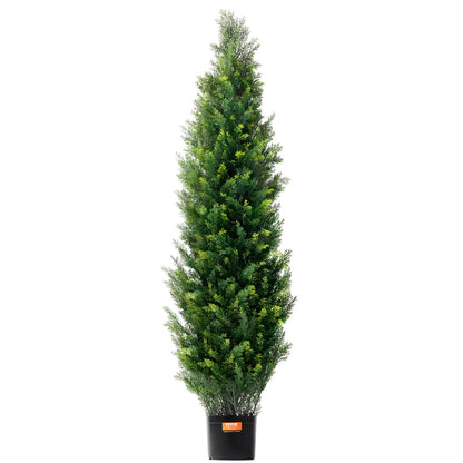 2-pack 5' Artificiell ceder Topiary Tree Faux Plant UV-dekor inom/utomhus