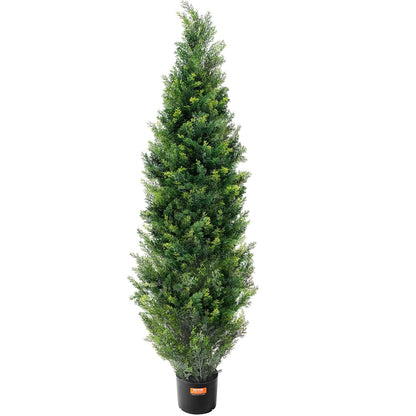 2-pack 5' Artificiell ceder Topiary Tree Faux Plant UV-dekor inom/utomhus