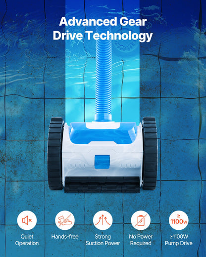 Suction Pool Cleaner, Automatic Pool Vacuum Cleaner, Suction Side Automatic Pool Cleaner, Suction Vacuum Pool Sweeper with 2 Wheels, for In-ground Pool and Above-ground Pool Up to 20 x 40 ft