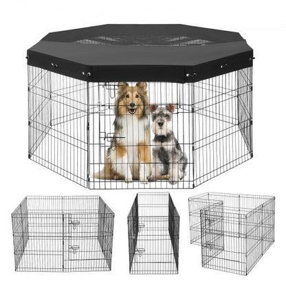 Dog Playpen, 8 Pcs 30"H x 24"W Panels Foldable Metal Pet Exercise Pen, Dog Fence Indoor and Outdoor Pen with Door, 600D Oxford Fabric Top Cover, Pet Playpen for Dogs, Cats, Other Small Animals