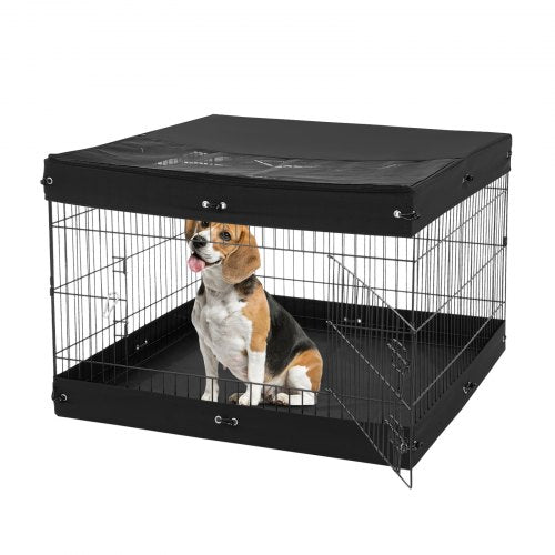 Dog Playpen, 4 Pcs 24 x 36 in Panels Foldable Metal Pet Exercise Pen, Dog Fence Indoor and Outdoor Pen with Door, Top Cover, and Bottom Pad, Pet Playpen for Dogs, Cats and Other Small Animals