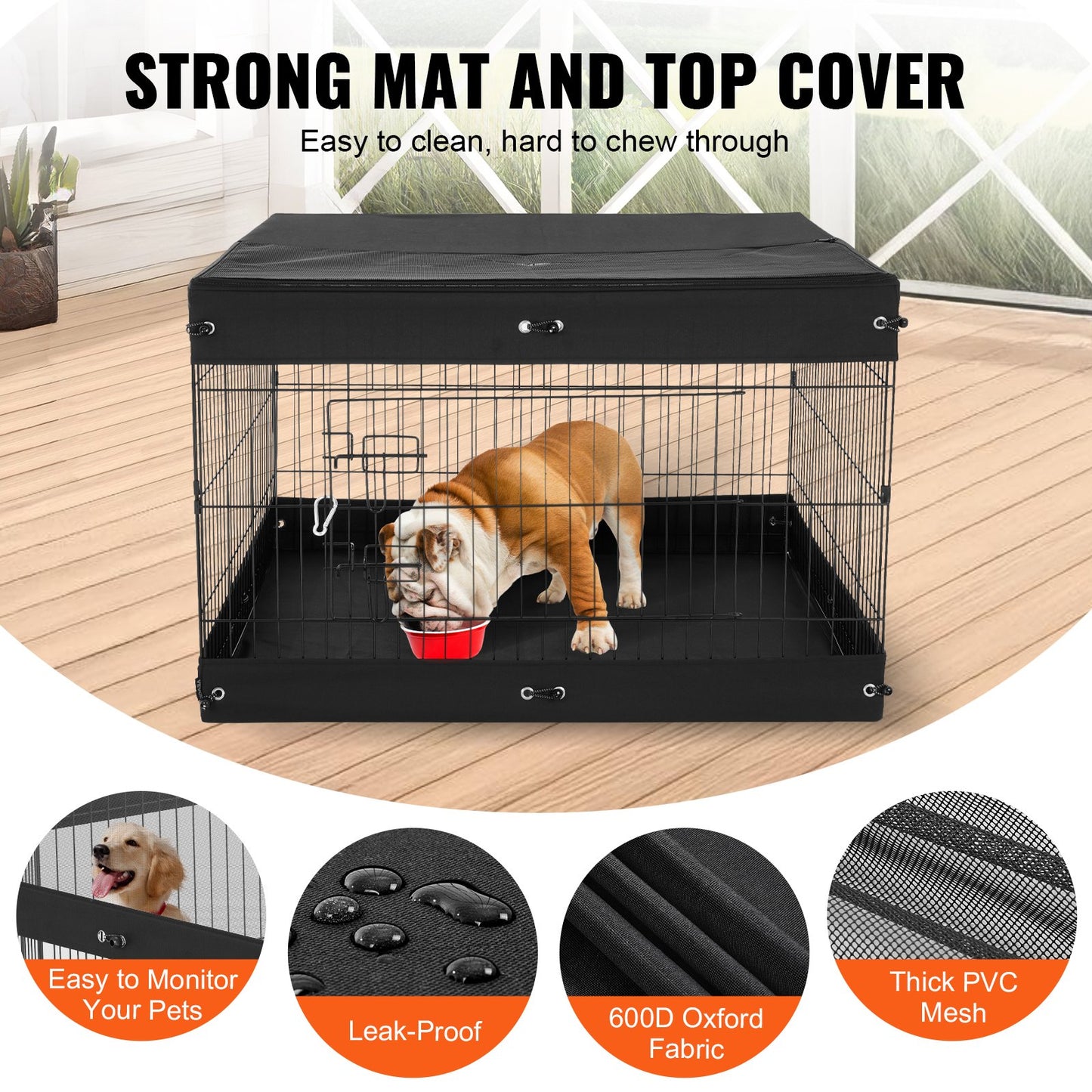 Dog Playpen, 4 Pcs 24 x 36 in Panels Foldable Metal Pet Exercise Pen, Dog Fence Indoor and Outdoor Pen with Door, Top Cover, and Bottom Pad, Pet Playpen for Dogs, Cats and Other Small Animals