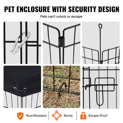Dog Playpen, 8 Pcs 30"H x 24"W Panels Foldable Metal Pet Exercise Pen, Dog Fence Indoor and Outdoor Pen with Door, Bottom Pad and Top Cover, Pet Playpen for Dogs, Cats, Other Small Animals