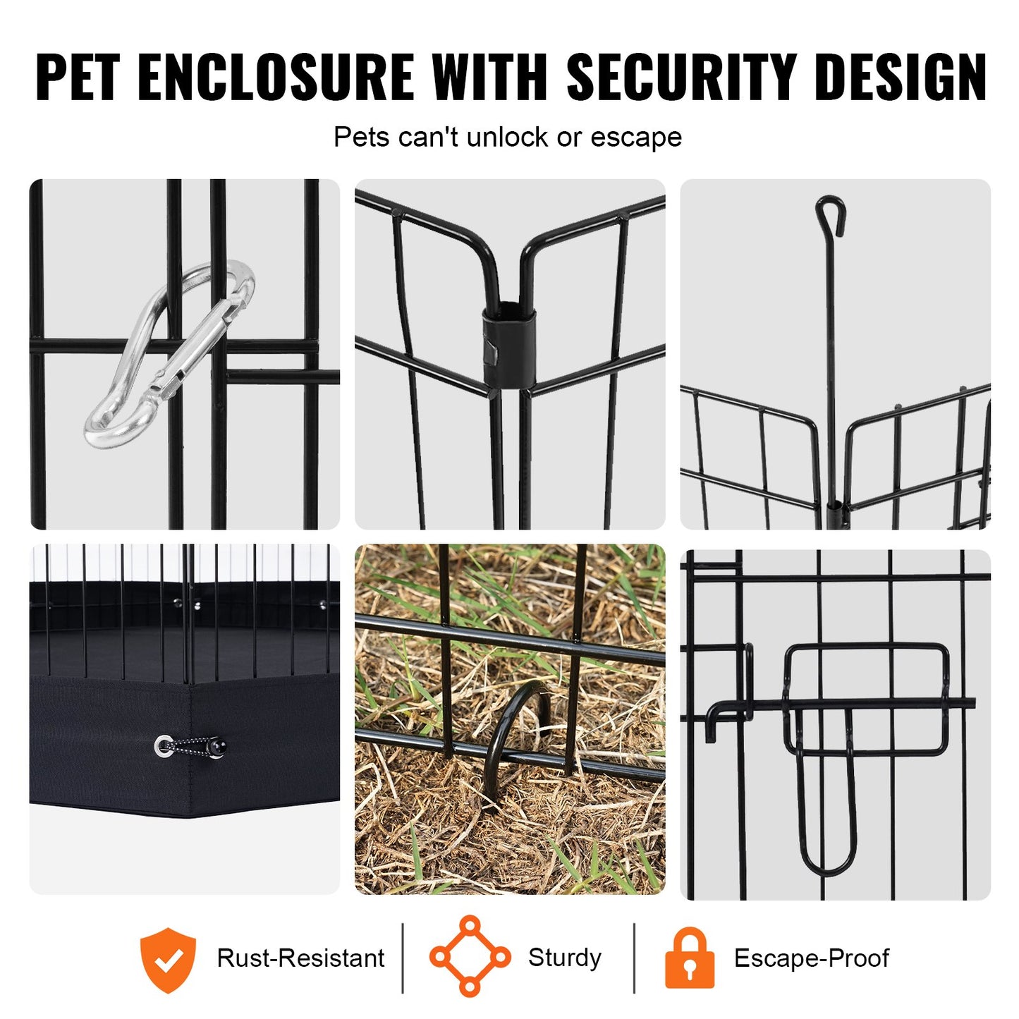 Dog Playpen 4 Panels Foldable Metal Dog Training Pen with Bottom Pad 36 Inch
