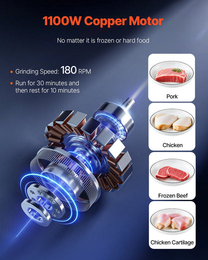 Commercial Electric Meat Grinder Slicer 14 Lbs/Min Sausage Stuffer