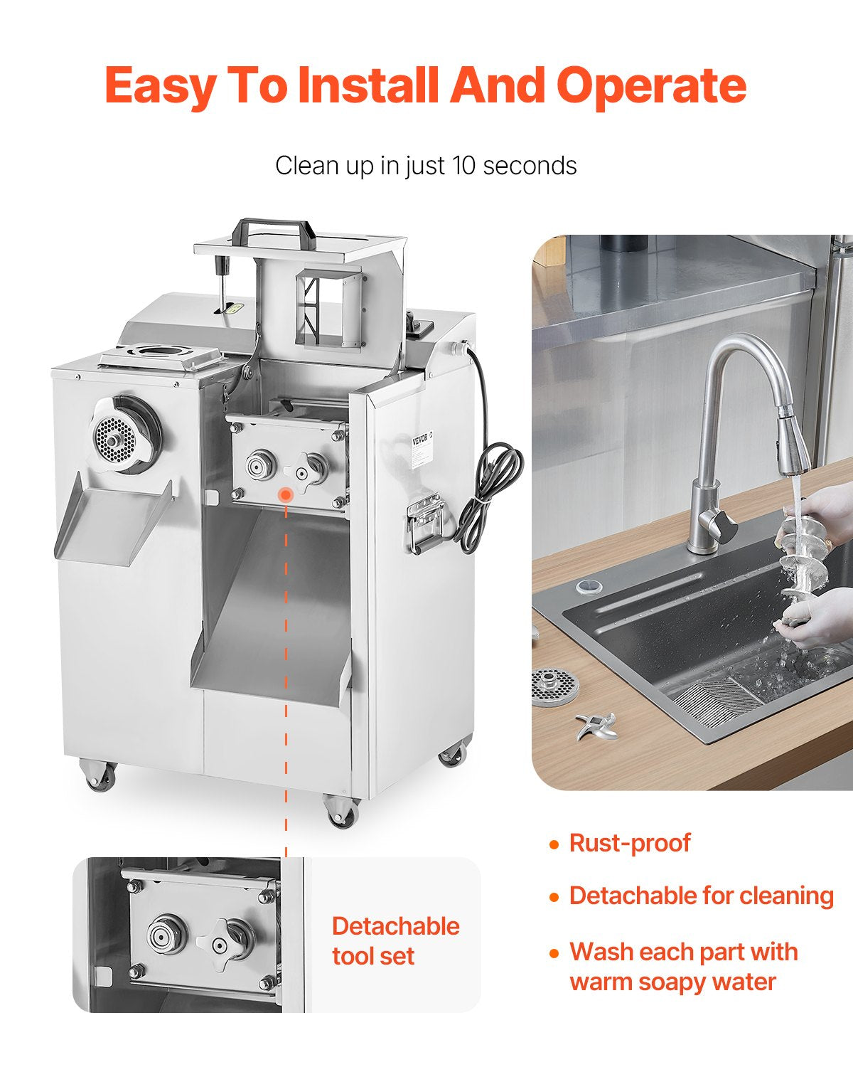 Commercial Electric Meat Grinder Slicer 14 lbs/min Sausage Stuffer