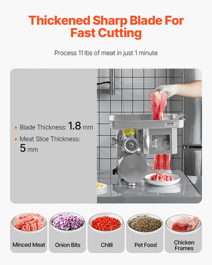 Commercial Electric Meat Grinder Slicer 11 lbs/min Sausage Stuffer