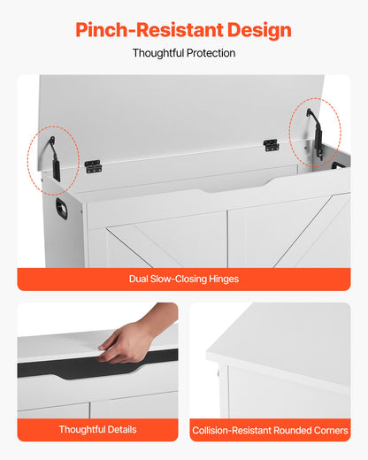 Kids Storage Bench, Wooden Toy Box Chest, Large Storage Cabinet with Safety Hinge, Toddlers Storage Bench for Playroom, Living Room or Entryway, Easy Assembly, 38.98 x 15.55 x 18.9 in, White