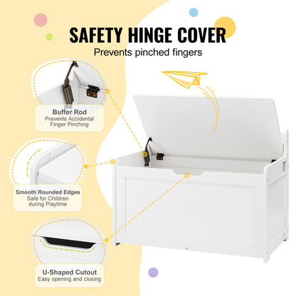 Barnleksaksförvaringsbänk Träleksakslåda Bröst 32,68 x 17,91 x 24,02" Vit