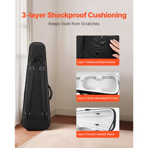 Tragbarer Nylonkoffer 4/4 in voller Größe für Violine, kratzfeste Tragetasche