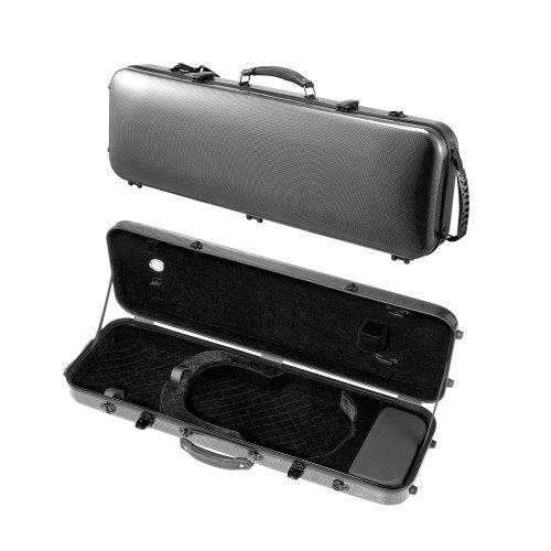 4/4 Full Size Violin Case, Built-in Hygrometer, Lightweight Portable Travel Carrying Bag, with Plush Lining, Shoulder Straps, Anti-Scratch, Professional Oblong Shape, for Violin, Black